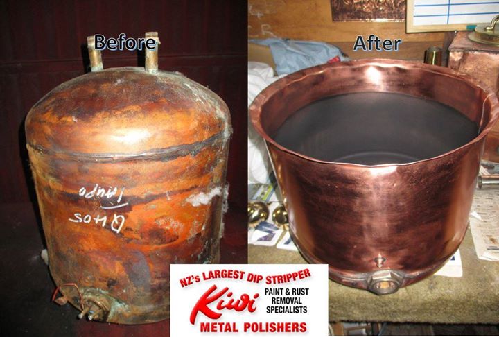 Before and after of an old Copper water cylinder turned into a nice Copper  plant… – Kiwi Metal Polishers